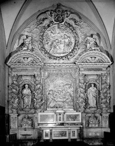 Retable (retable architecturé à niche) : scènes de la vie de sainte Marie-Madeleine, style baroque