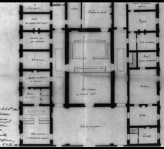 Projet signé et daté Th. OLIVIER, 6 décembre 1862. Plan du rez-de-chaussée.