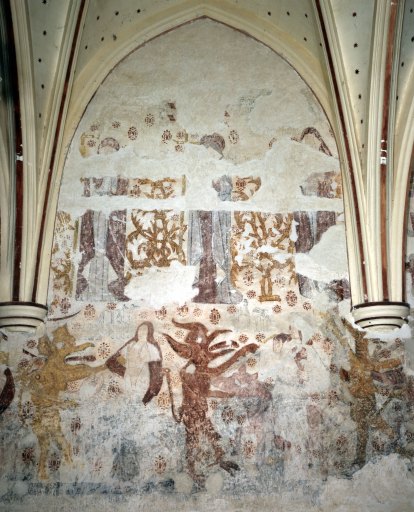 Peinture murale : ciel (le), Purgatoire (le), Cène (la) péchés capitaux (les), ciel (le), Purgatoire (le), Cène