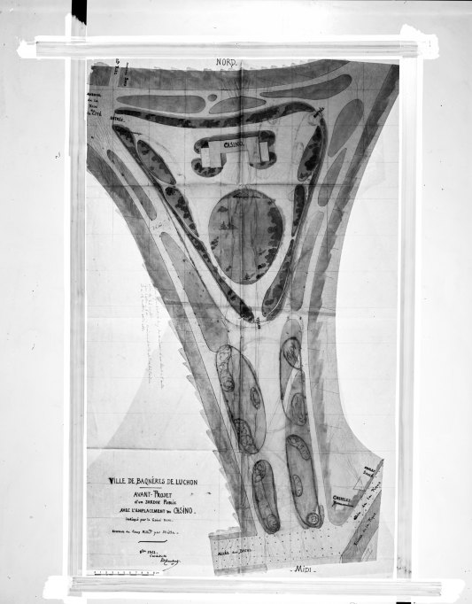 Avant-projet d'un jardin public avec l'emplacement du casino, 1862.