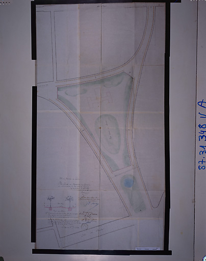 Projet d'un jardin public "Plan général des plantations aux boulevards qui doivent entourer la parc réservé au casino, 1854, Ed. Chambert, architecte.