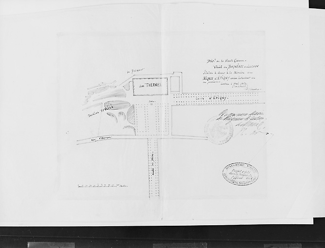 Plan de situation du projet de statue d'Etigny en 1862.