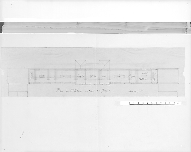 Plan du premier étage au-dessus des bains, projet.