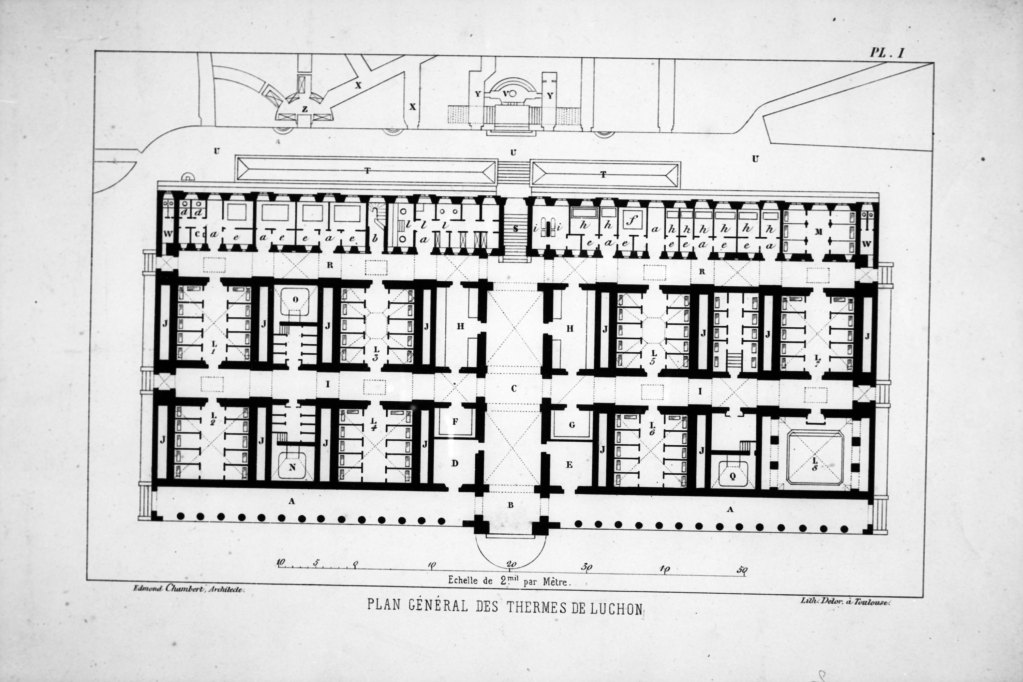 Plan général des thermes, gravure.