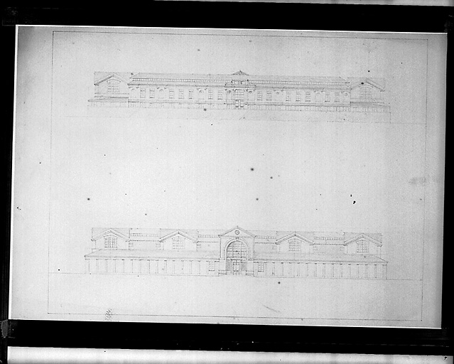 Projet. Elévation antérieures et postérieures.