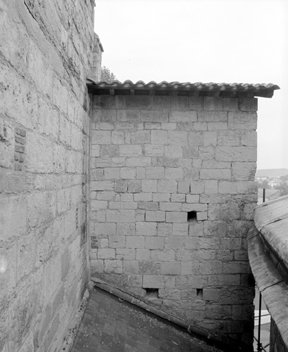 Partie supérieure de la tour d'escalier nord, face sud.