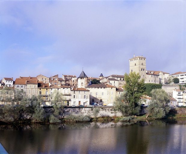 Vue de la ville à partir du pont de Cabessut. Château du roi et collège Pélégry.