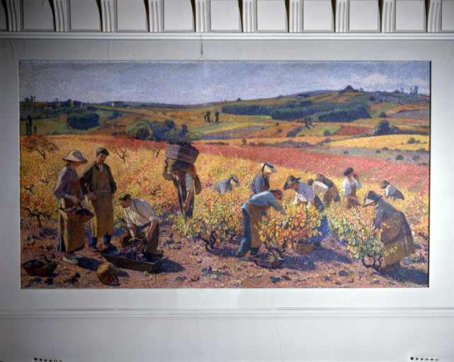 Mur ouest, panneau central : les vendanges.