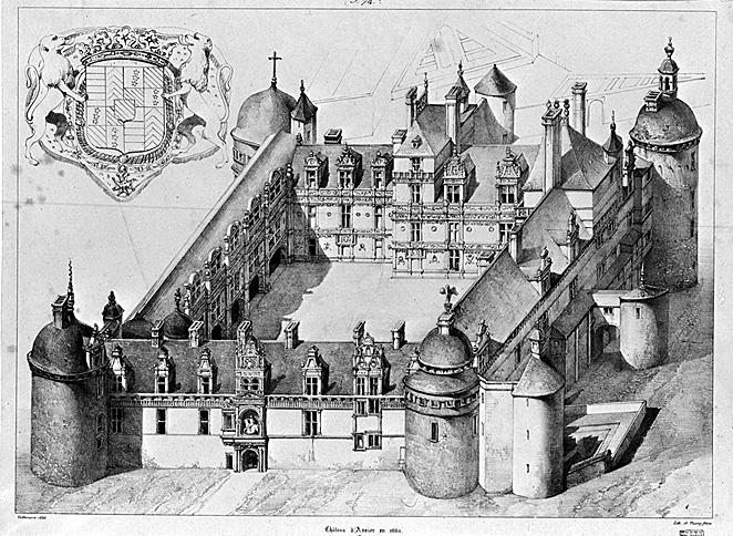 'Château d'Assier en 1680', d'après un dessin de la collecton Gaignières.