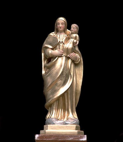 Statue de procession (statuette) : Vierge à l'Enfant, dite Notre Dame des Neiges