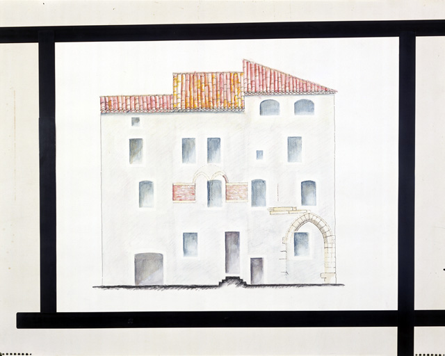 Elévation est. Relevé aquarellé de Françoise Delmond.