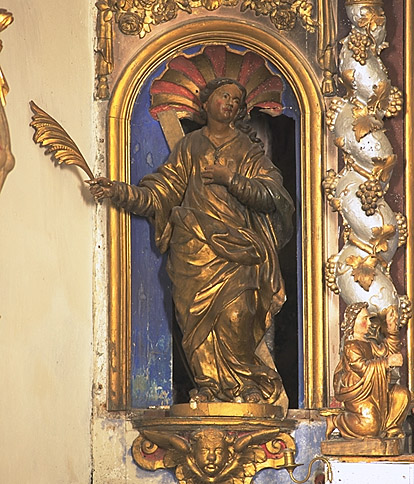 Statues (2) : sainte Eulalie, saint évêque