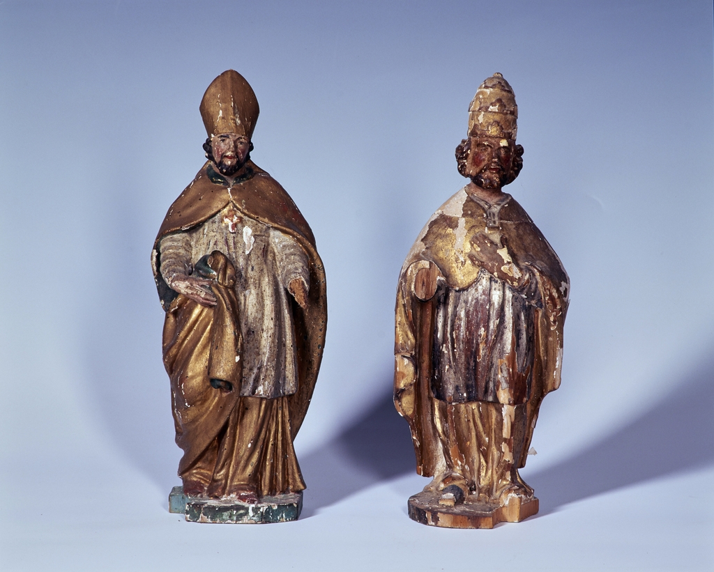 Deux statues (statuettes) : Saint pape et Saint évêque