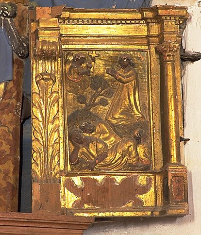 Aile de tabernacle remployée sur le retable du maître-autel : Agonie du Christ.