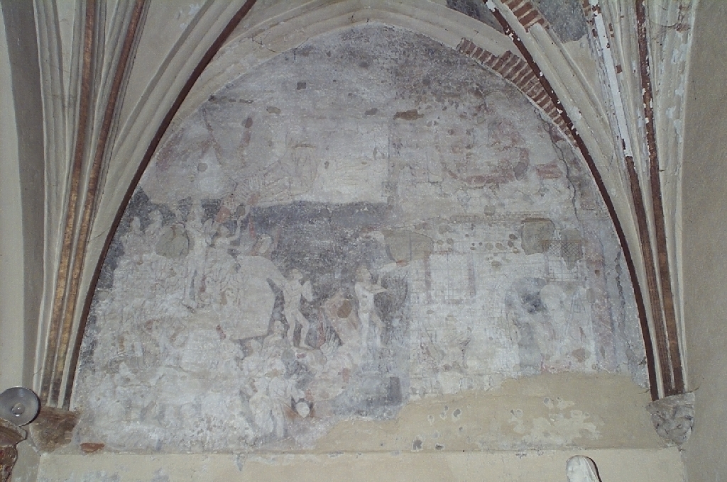 Avant restauration. Mur est de la chapelle, le Paradis.
