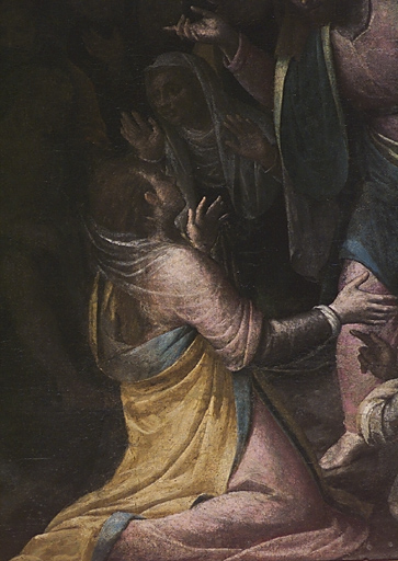 Détail : femme agenouillée devant le Christ.