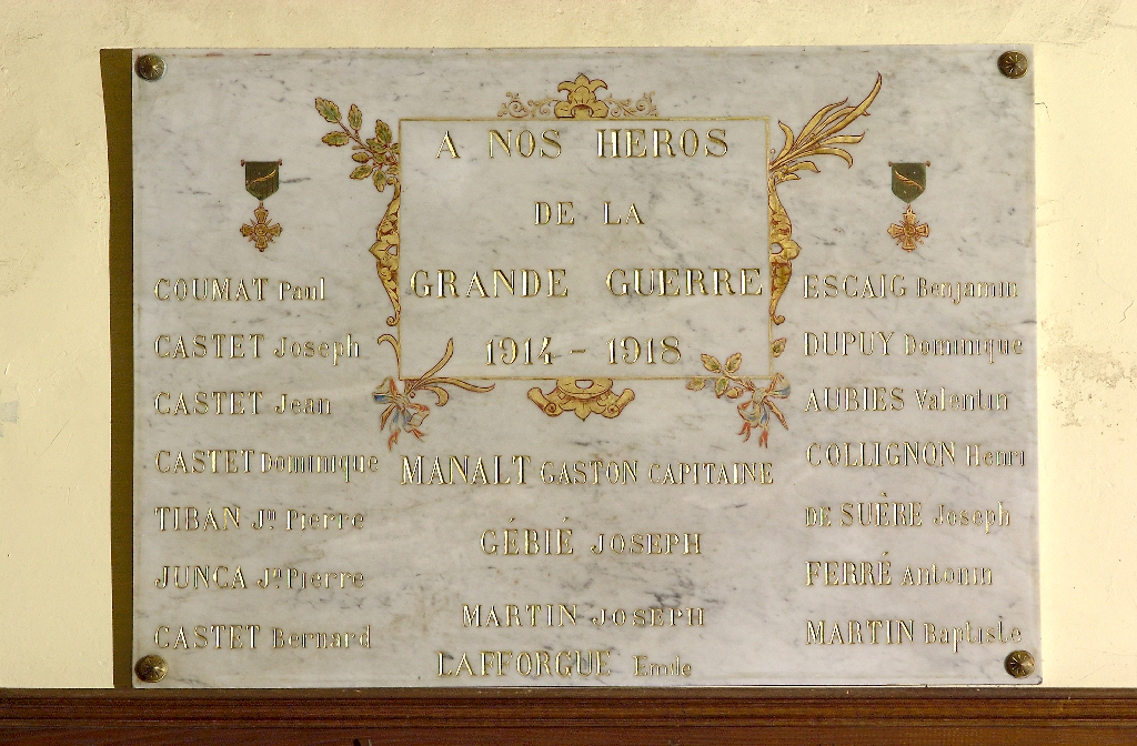 Plaque commémorative de la guerre de 1914-1918