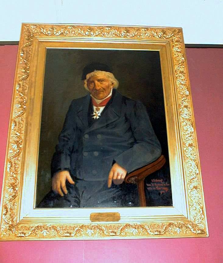 Vue de l'oeuvre, huile sur toile et cadre en bois doré, par le peintre C. Bellevue, 1901.