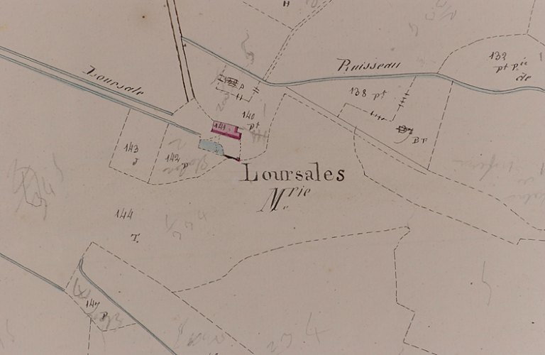 Plan cadastral "napoléonien". Bonnac, section C du village, 2e feuille, 2e partie : Loursalès.