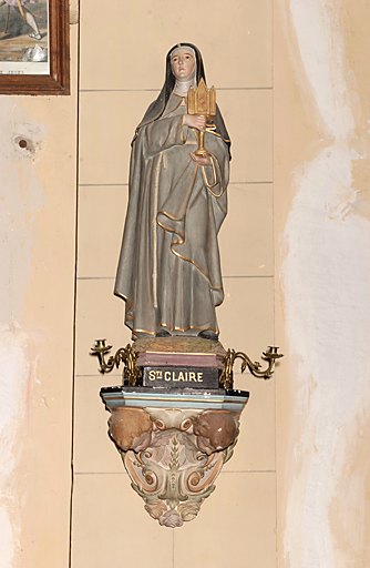 Statue (petite nature) et sa console : Sainte Claire d'Assise