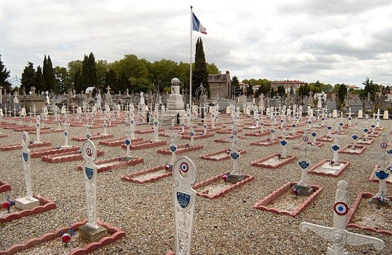 Carré militaire dédié aux soldats morts en 1914-1918 : vue d'ensemble.