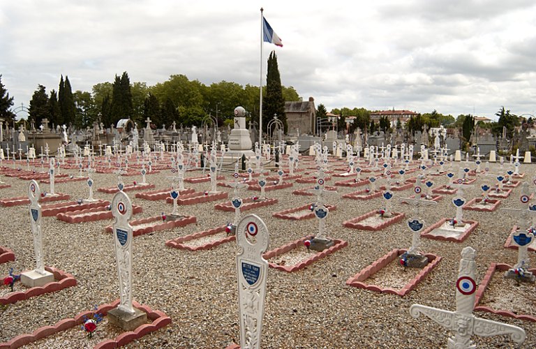 Carré militaire dédié aux soldats morts en 1914-1918 : vue d'ensemble.
