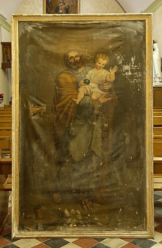 Tableau et son cadre : Saint Joseph et l'Enfant Jésus