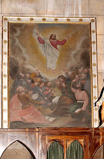 Tableau et son cadre : Ascension du Christ en présence des apôtres