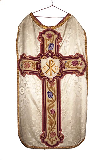 Chasuble (ornement blanc), de style Art Déco : Chrisme