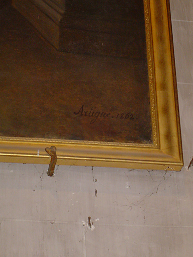 Paire de tableaux et de leurs cadres formant pendant : Repentir de saint Pierre tenant les clés, Saint Paul tenant l'épée