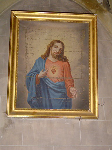 Paire de tableaux et de leurs cadres formant pendant : Christ du Sacré-Coeur, Vierge du Sacré-Coeur