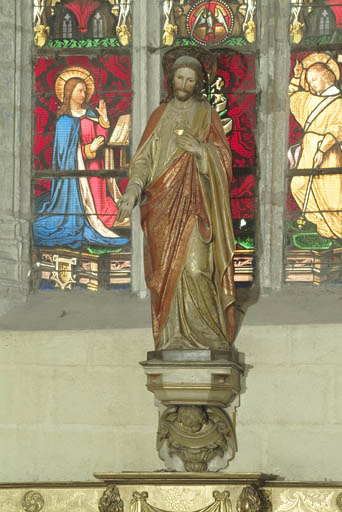 Statue (petite nature) et sa console : Christ du Sacré-Coeur