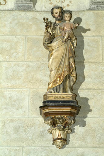 Statue (petite nature) et sa console : Saint Joseph et l'Enfant Jésus