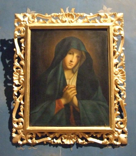 Tableau et son cadre ; la Vierge au voile bleu
