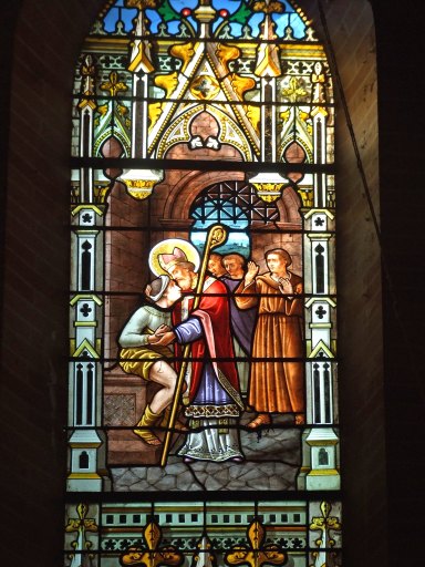 Ensemble de 11 verrières : Vie et miracles de saint Martin ; Sainte-Famille ; Immaculée conception