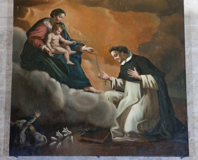 Tableau : la remise du rosaire à saint Dominique