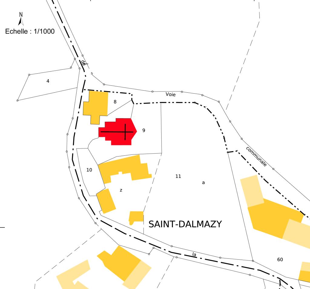 Localisation de l'édifice sur le cadastre 2013.