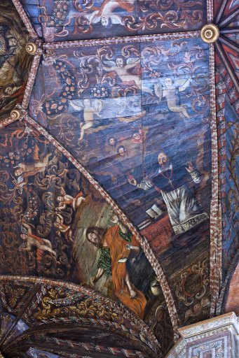 Plafond de style baroque : les évangélistes, saint François-de-Sales, sainte Hélène, Constantin