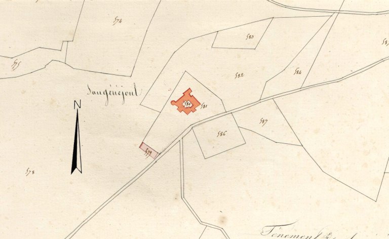 Extrait du plan cadastral 1813 A2.