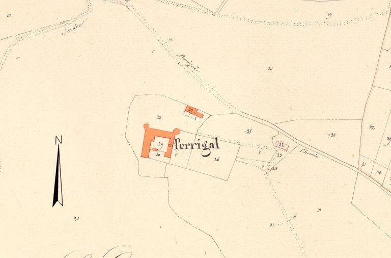 Extrait du plan cadastral 1834 A1.