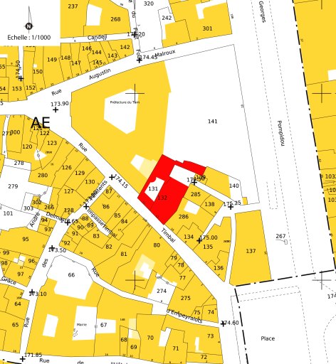 Localisation de l'édifice sur le cadastre 2014.