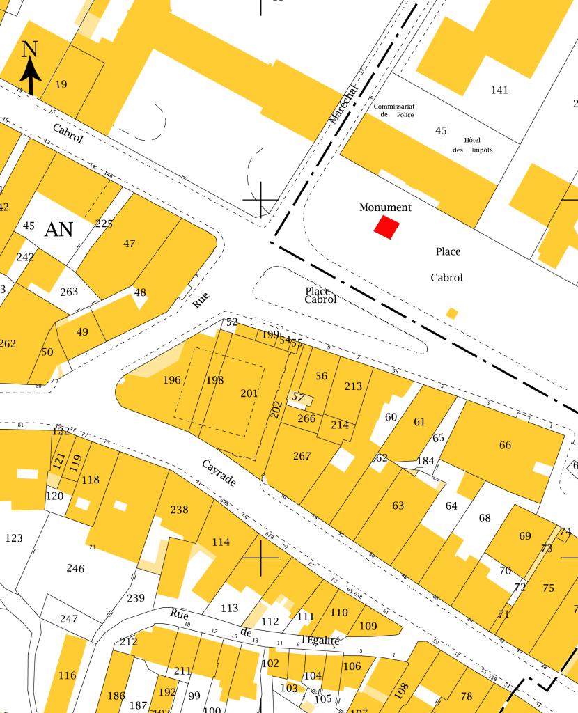 Localisation de l'édicule sur le cadastre 2015.