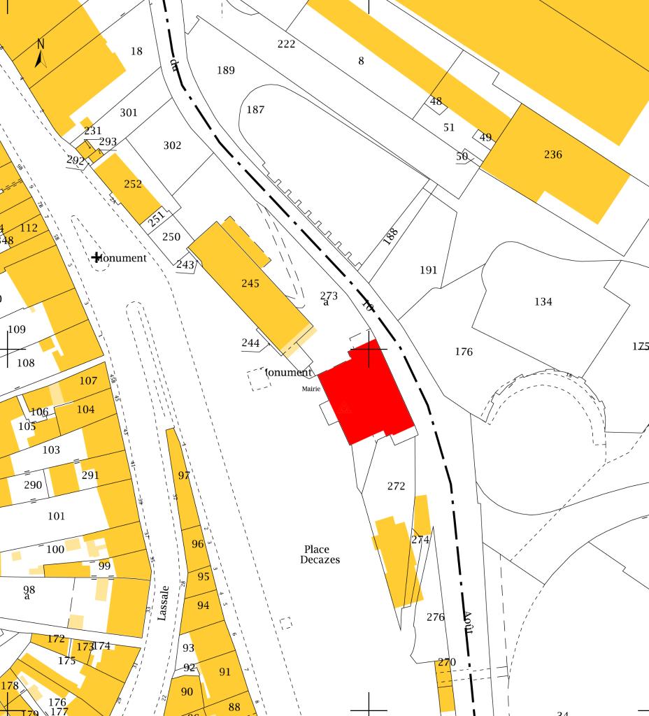 Localisation de l'édifice sur le cadastre 2015.