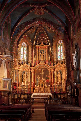 Retable, tableaux (3), statues (3) (retable architecturé)