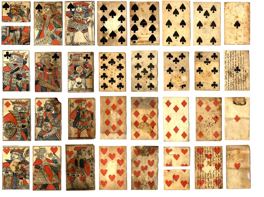 6 jeux de cartes et reliquat édités par Lalande