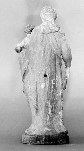 Statuette de Vierge à l'enfant au tabernacle, revers.