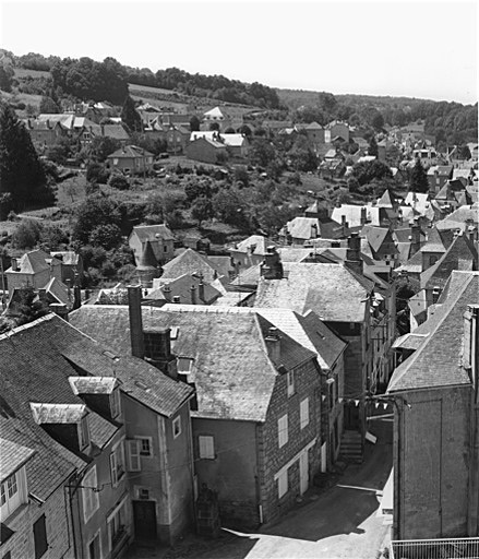 Vue générale des toits, rue de la Garde et faubourg de la Borde.