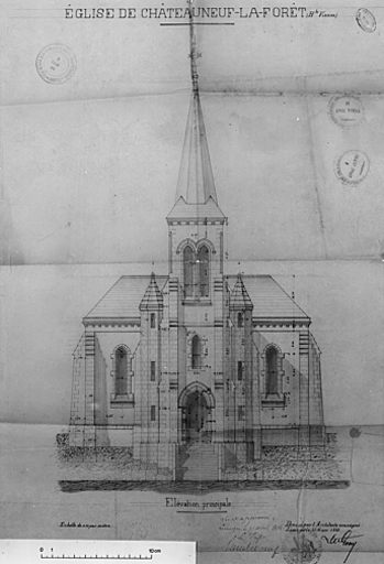 Elévation occidentale. Projet non réalisé. 1883. Architecte Geay.