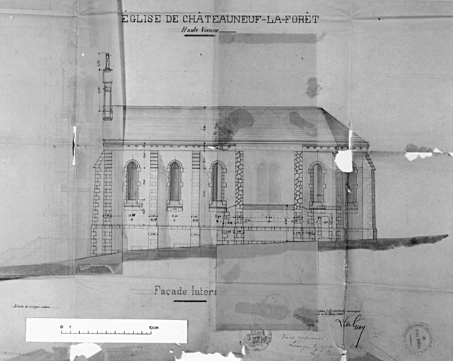 Elévation du côté nord. 1883. Architecte Geay.