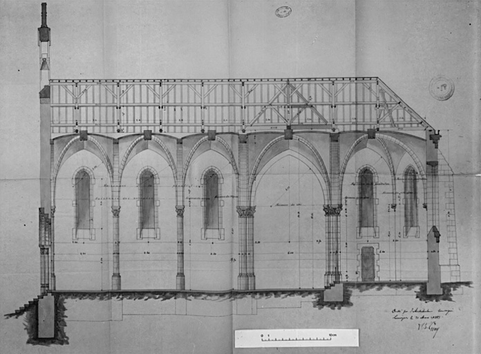 Coupe longitudinale. 1883. Architecte Geay.